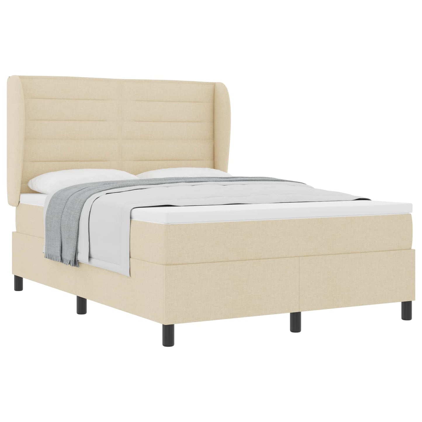 vidaXL Κρεβάτι με ελατήρια με στρώμα Κρεμ 140 x 200 cm ύφασμα