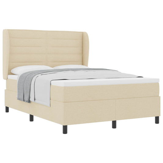 vidaXL Κρεβάτι με ελατήρια με στρώμα Κρεμ 140 x 200 cm ύφασμα