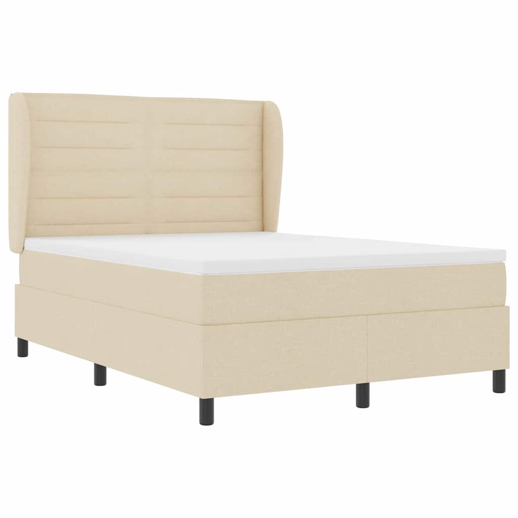 vidaXL Κρεβάτι με ελατήρια με στρώμα Κρεμ 140 x 200 cm ύφασμα