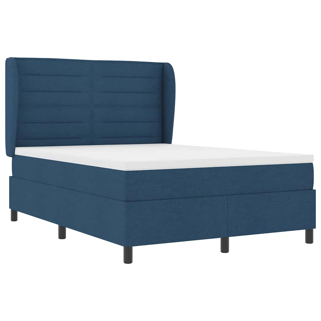 vidaXL Κρεβάτι με ελατήρια με στρώμα Μπλε 140 x 200 cm ύφασμα