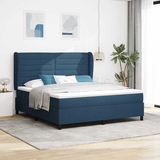 vidaXL Κρεβάτι με ελατήρια με στρώμα Μπλε 180 x 200 cm ύφασμα