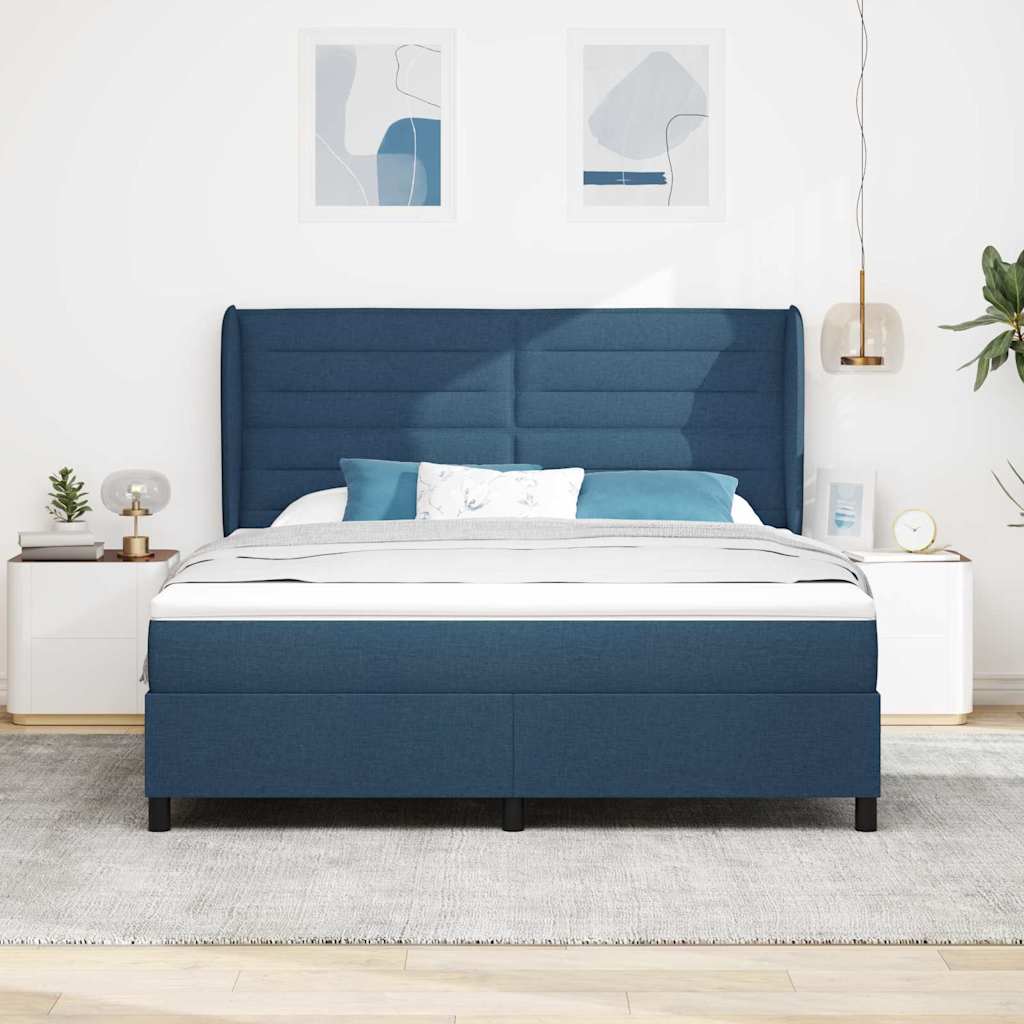 vidaXL Κρεβάτι με ελατήρια με στρώμα Μπλε 180 x 200 cm ύφασμα