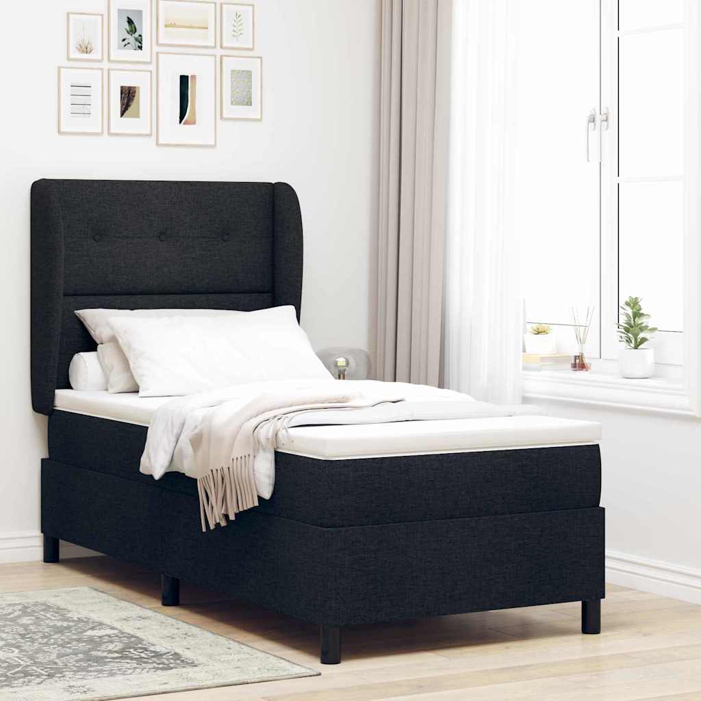 vidaXL Κρεβάτι με ελατήρια με στρώμα Μαύρο 80 x 200 cm ύφασμα