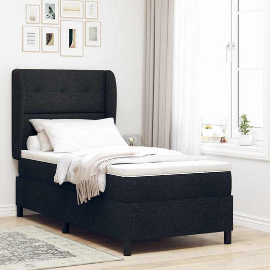 vidaXL Κρεβάτι με ελατήρια με κεφαλάρι Μαύρο 80 x 200 cm ύφασμα