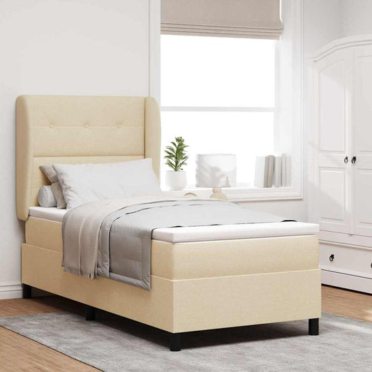 vidaXL Κρεβάτι με ελατήρια με κεφαλάρι Κρεμ 80 x 200 cm ύφασμα