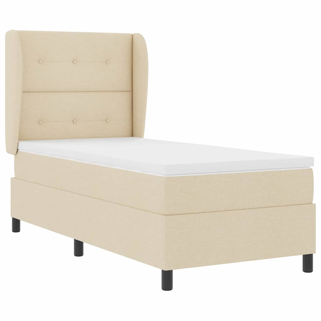 vidaXL Κρεβάτι με ελατήρια με κεφαλάρι Κρεμ 80 x 200 cm ύφασμα