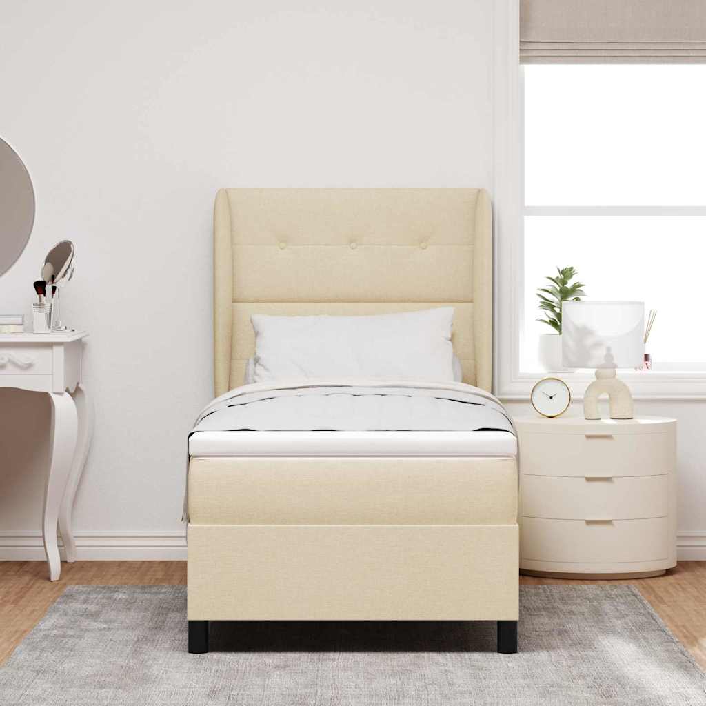 vidaXL Κρεβάτι με ελατήρια με στρώμα Κρεμ 90 x 190 cm ύφασμα