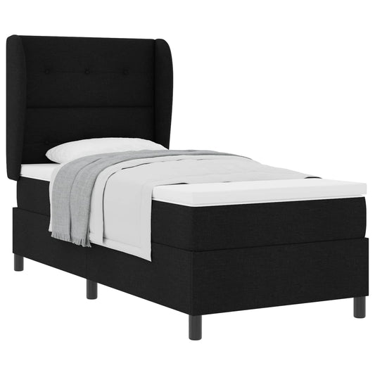 vidaXL Κρεβάτι με ελατήρια με κεφαλάρι Μαύρο 90 x 200 cm ύφασμα