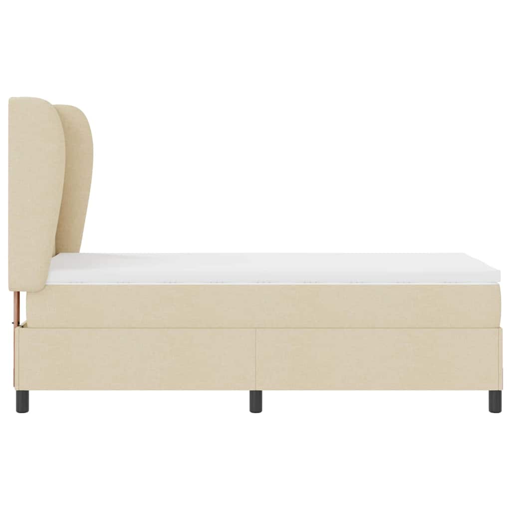 vidaXL Κρεβάτι με ελατήρια με κεφαλάρι Κρεμ 90 x 200 cm ύφασμα