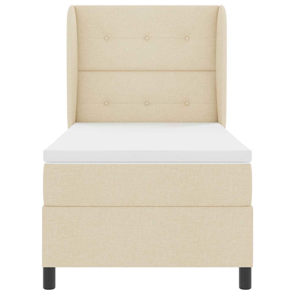 vidaXL Κρεβάτι με ελατήρια με κεφαλάρι Κρεμ 100 x 200 cm ύφασμα