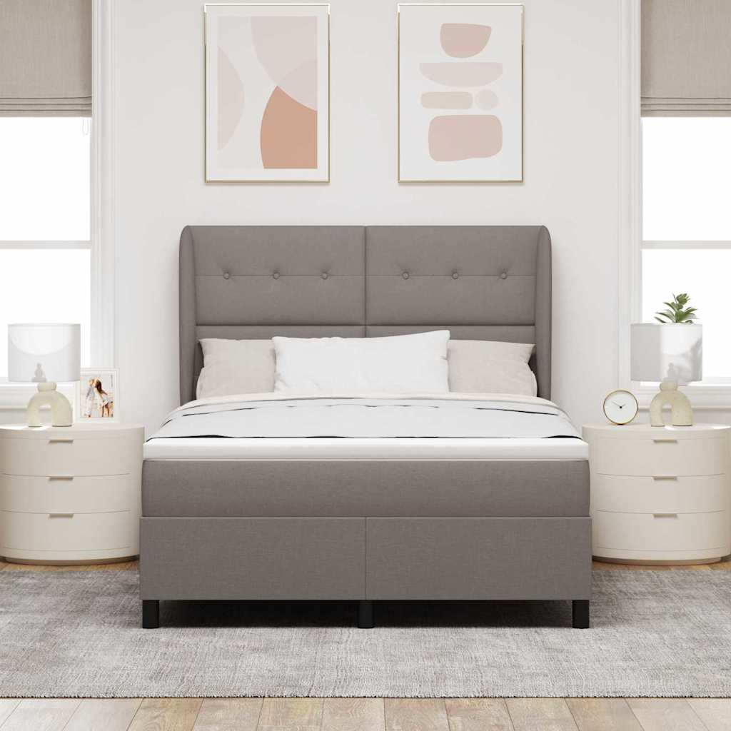 vidaXL Κρεβάτι με ελατήρια με στρώμα Taupe 140 x 190 cm ύφασμα