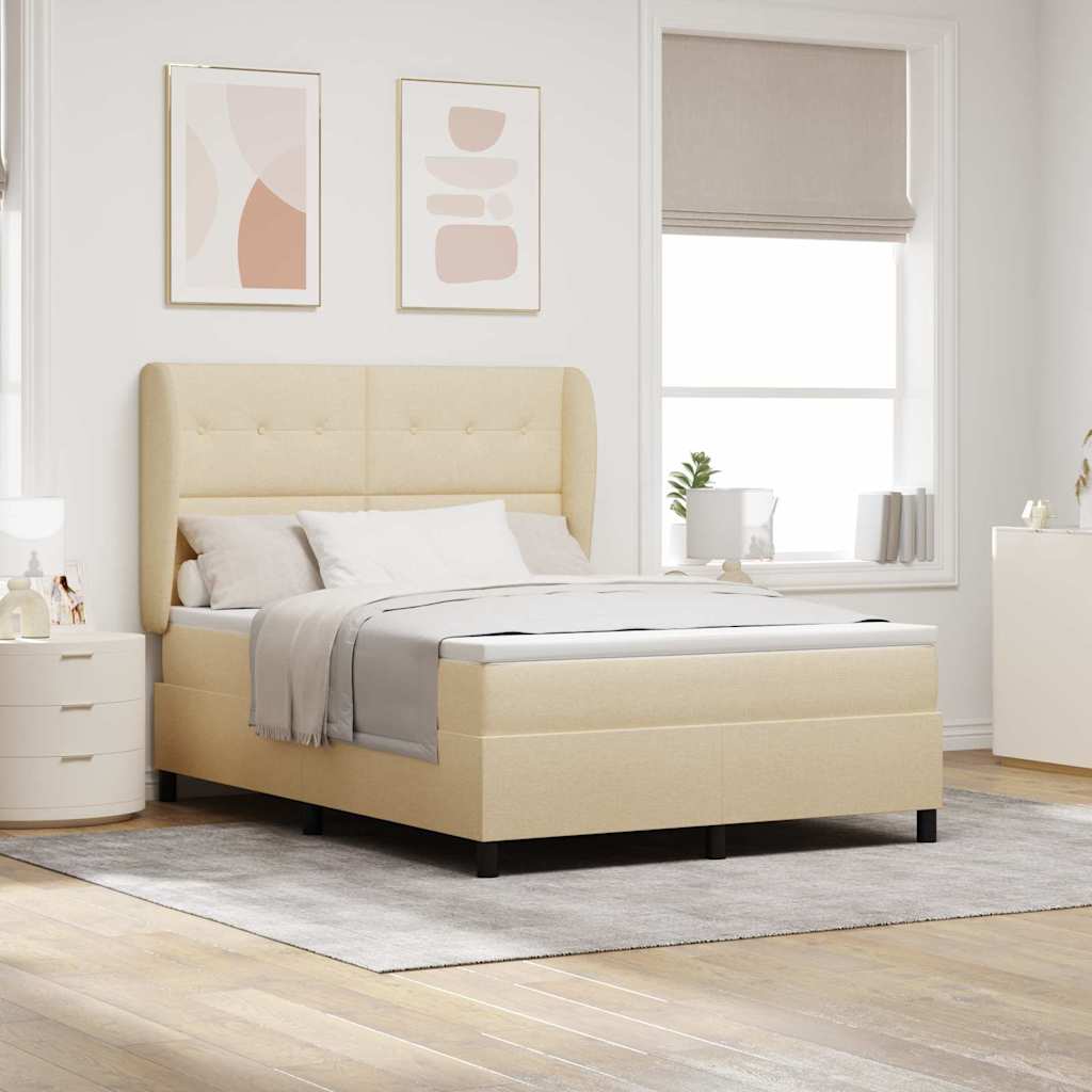 vidaXL Κρεβάτι με ελατήρια με στρώμα Κρεμ 140 x 190 cm ύφασμα