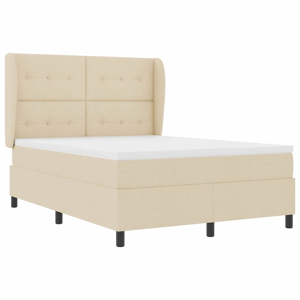 vidaXL Κρεβάτι με ελατήρια με στρώμα Κρεμ 140 x 190 cm ύφασμα