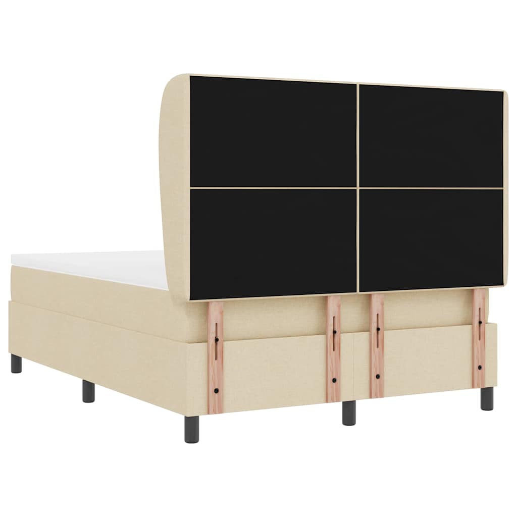 vidaXL Κρεβάτι με ελατήρια με στρώμα Κρεμ 140 x 190 cm ύφασμα
