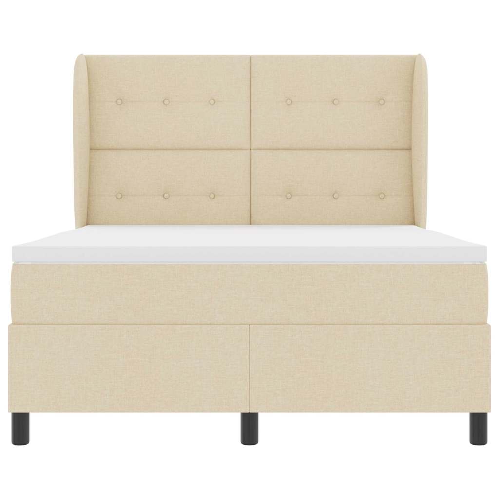 vidaXL Κρεβάτι με ελατήρια με στρώμα Κρεμ 140 x 190 cm ύφασμα