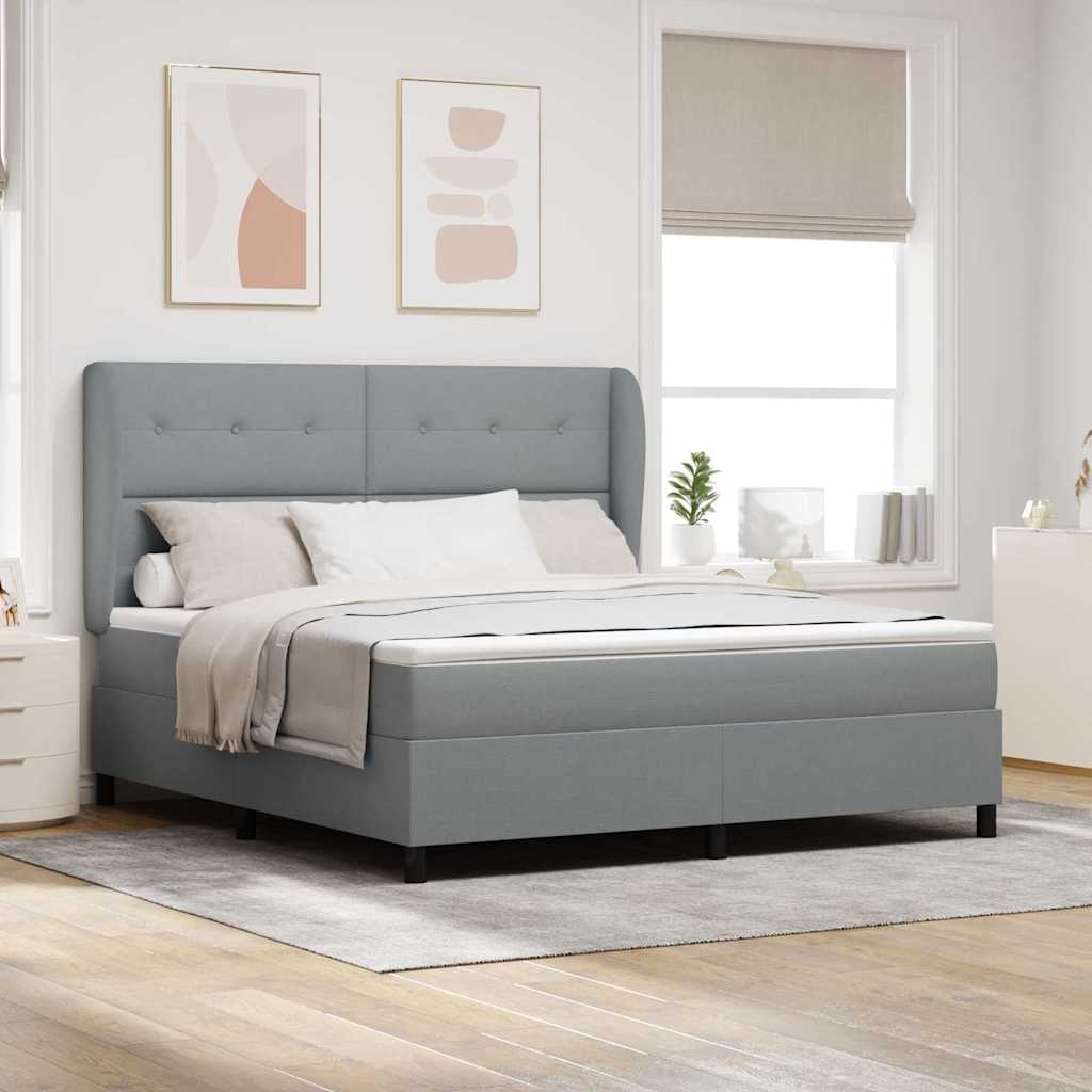 vidaXL Κρεβάτι με ελατήρια Ανοιχτό γκρι 180 x 200 cm ύφασμα