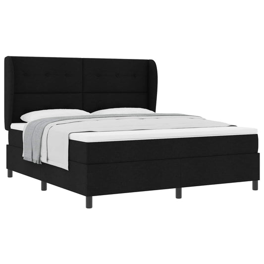 vidaXL Κρεβάτι με ελατήρια με κεφαλάρι Μαύρο 180 x 200 cm ύφασμα