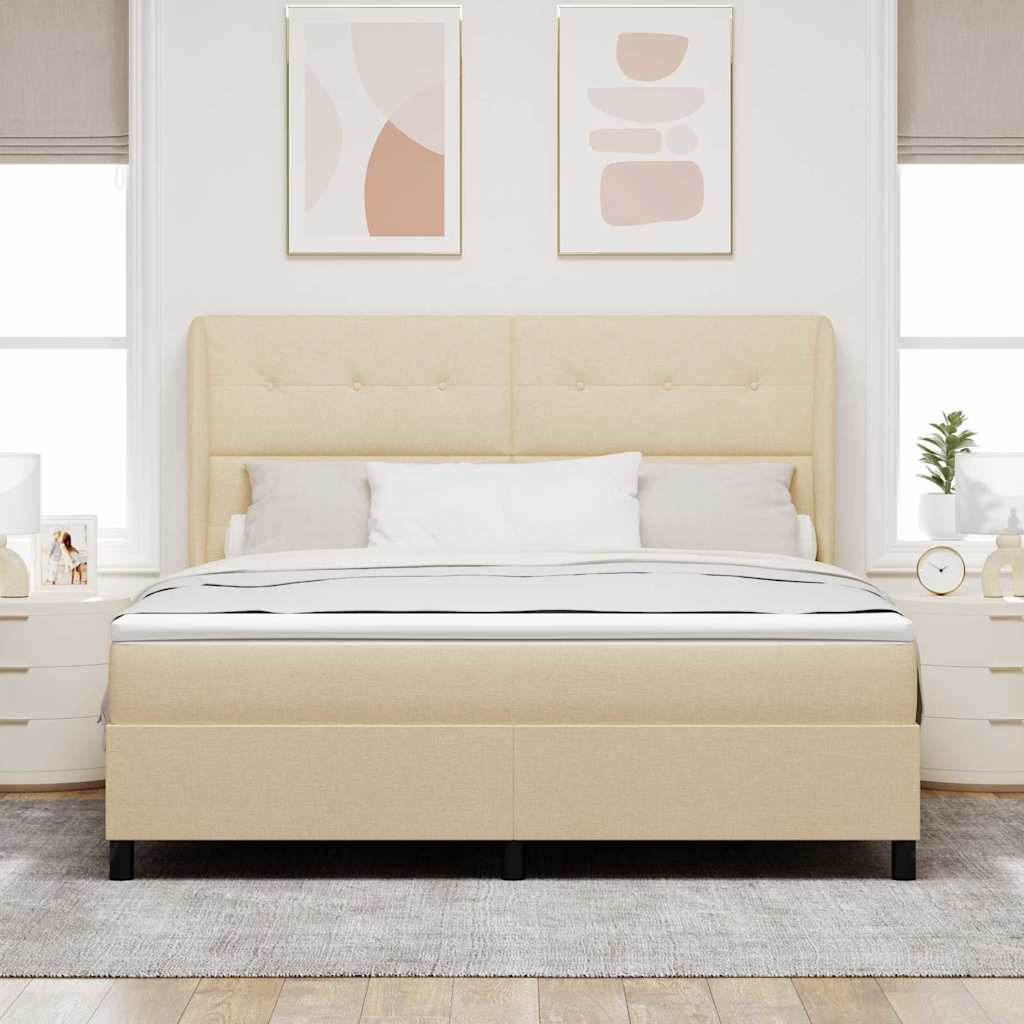 vidaXL Κρεβάτι με ελατήρια με κεφαλάρι Κρεμ 180 x 200 cm ύφασμα