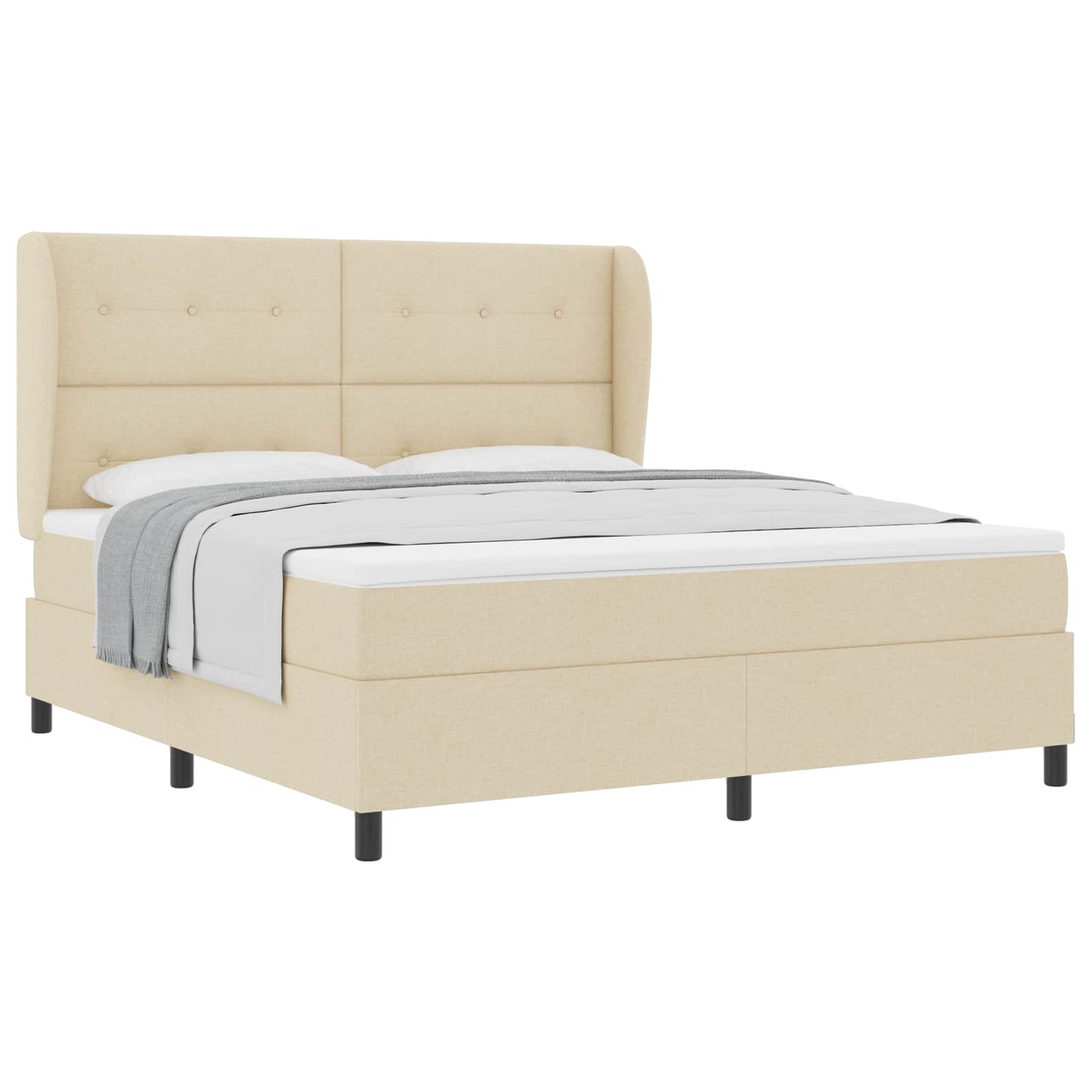 vidaXL Κρεβάτι με ελατήρια με κεφαλάρι Κρεμ 180 x 200 cm ύφασμα