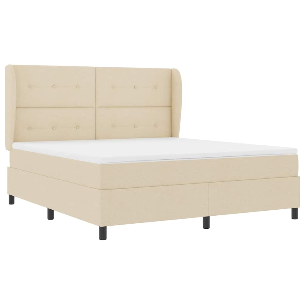 vidaXL Κρεβάτι με ελατήρια με κεφαλάρι Κρεμ 180 x 200 cm ύφασμα
