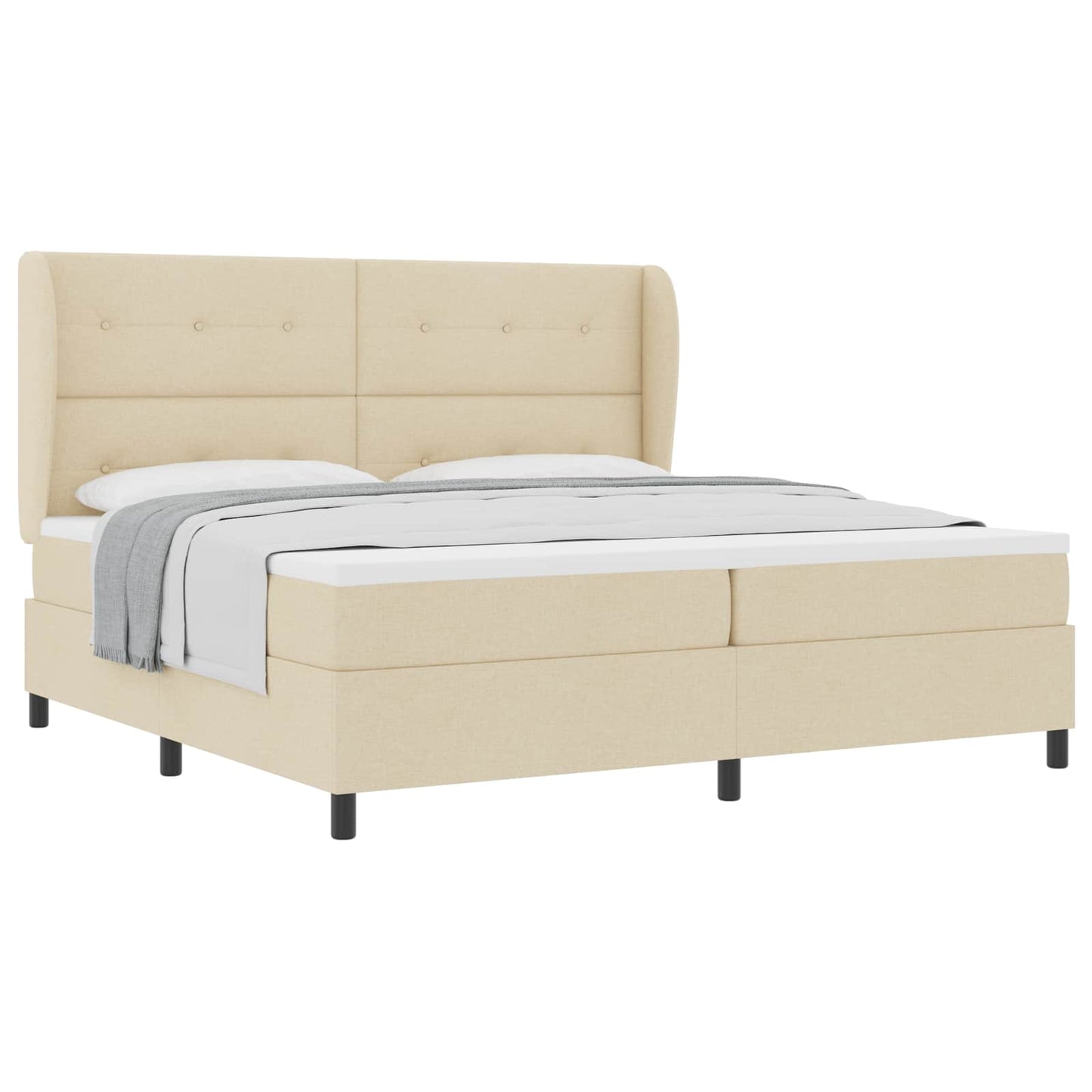 vidaXL Κρεβάτι με ελατήρια με κεφαλάρι Κρεμ 200 x 200 cm ύφασμα