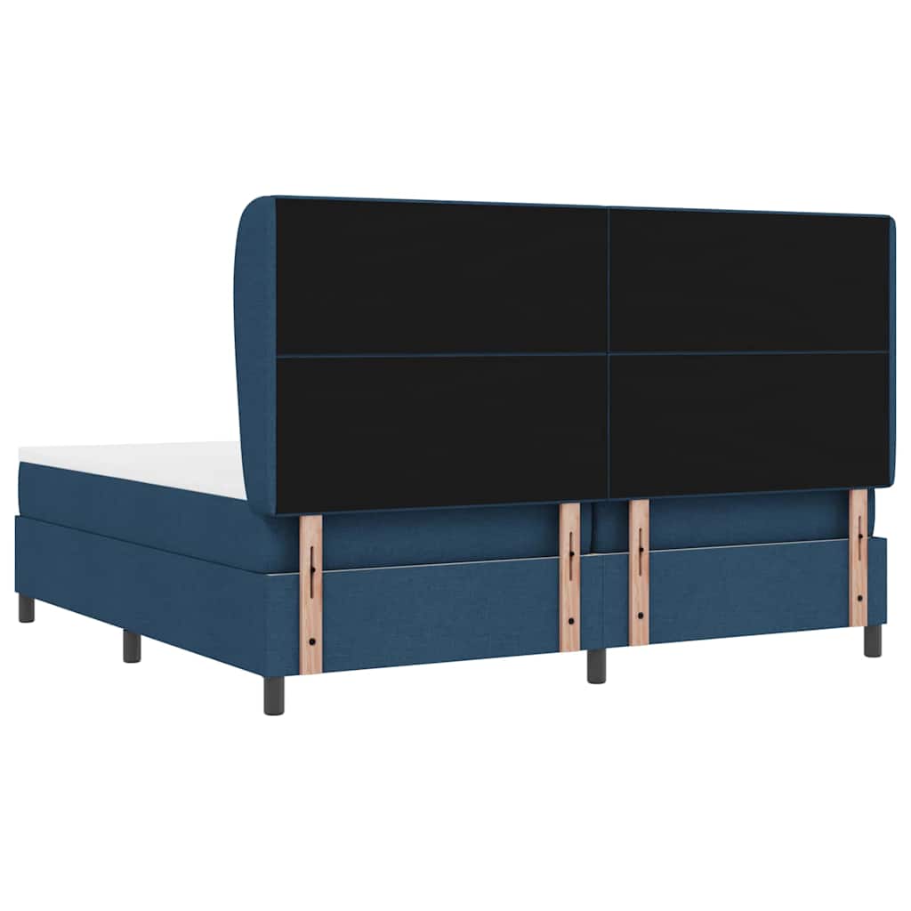 vidaXL Κρεβάτι με ελατήρια με κεφαλάρι Μπλε 200 x 200 cm ύφασμα