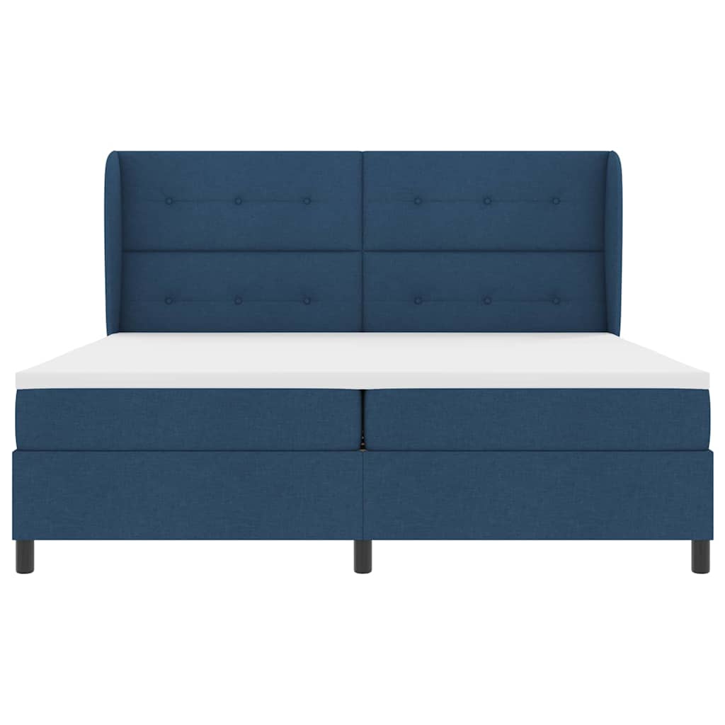 vidaXL Κρεβάτι με ελατήρια με κεφαλάρι Μπλε 200 x 200 cm ύφασμα