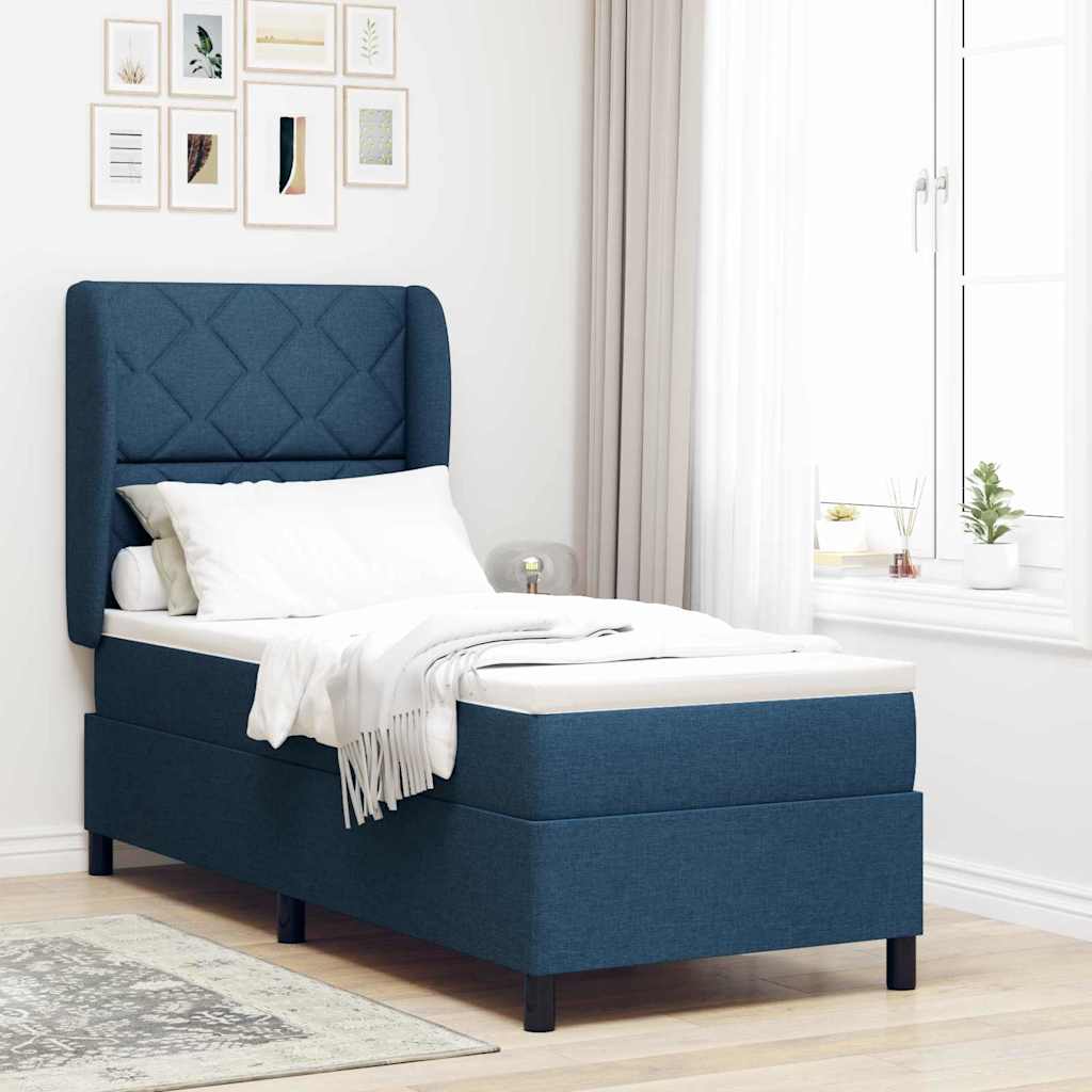 vidaXL Κρεβάτι με ελατήρια με κεφαλάρι Μπλε 80 x 200 cm ύφασμα
