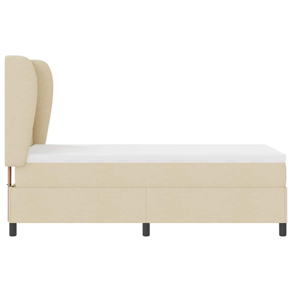 vidaXL Κρεβάτι με ελατήρια με κεφαλάρι Κρεμ 90 x 190 cm ύφασμα