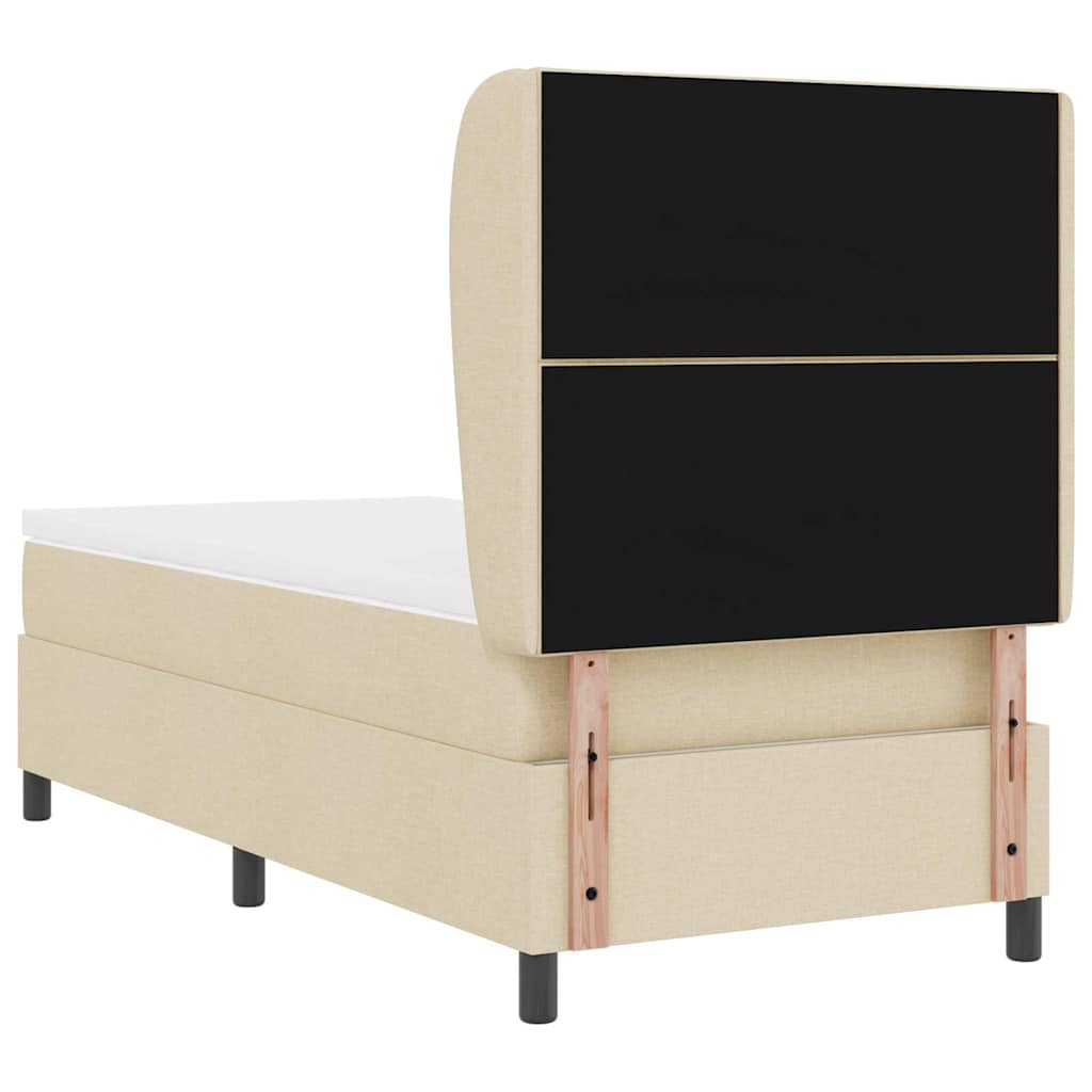 vidaXL Κρεβάτι με ελατήρια με κεφαλάρι Κρεμ 100 x 200 cm ύφασμα