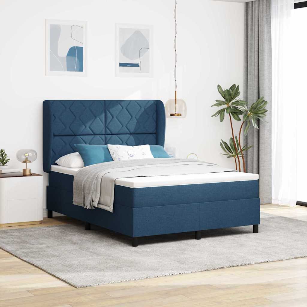 vidaXL Κρεβάτι με ελατήρια με κεφαλάρι Μπλε 140 x 190 cm ύφασμα