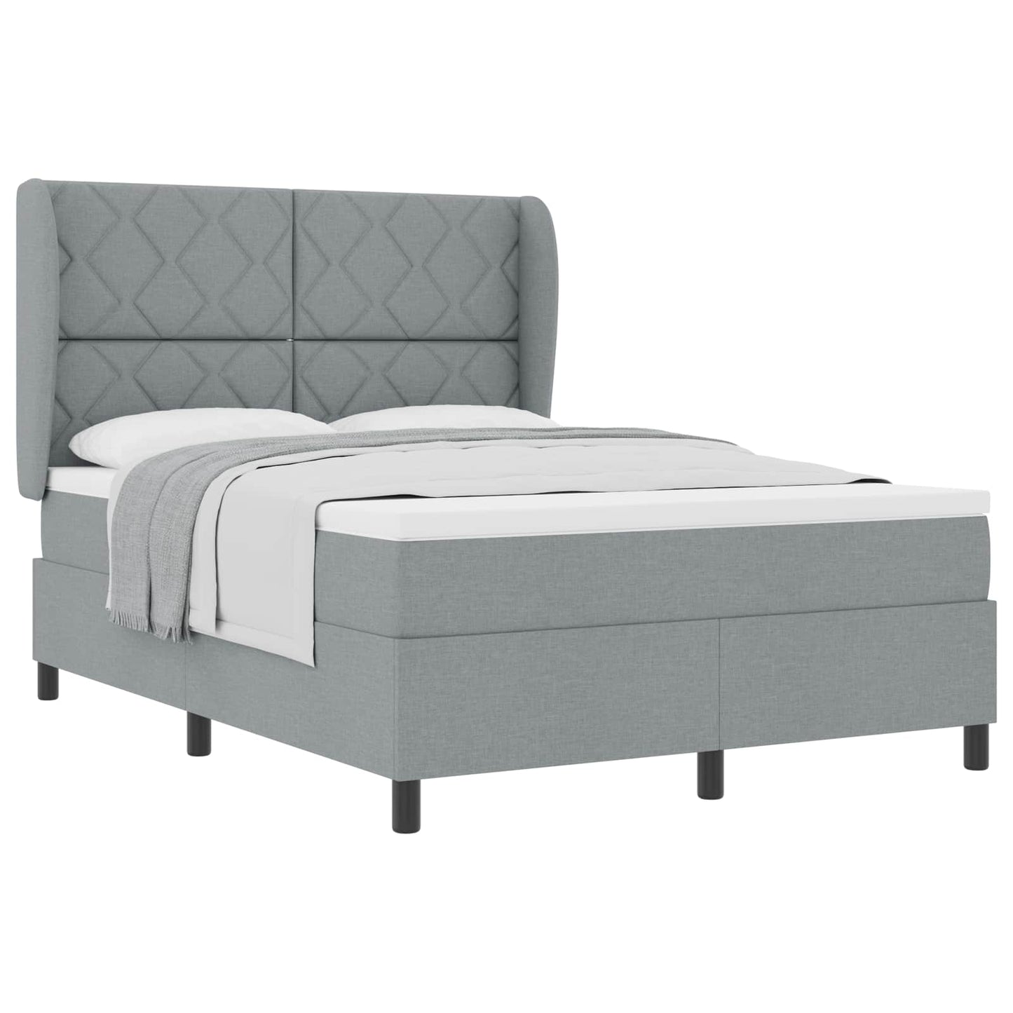 vidaXL Κρεβάτι με ελατήρια Ανοιχτό γκρι 160 x 200 cm ύφασμα