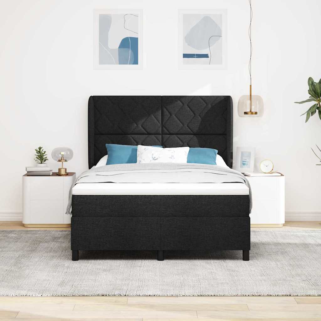 vidaXL Κρεβάτι με ελατήρια με κεφαλάρι Μαύρο 160 x 200 cm ύφασμα