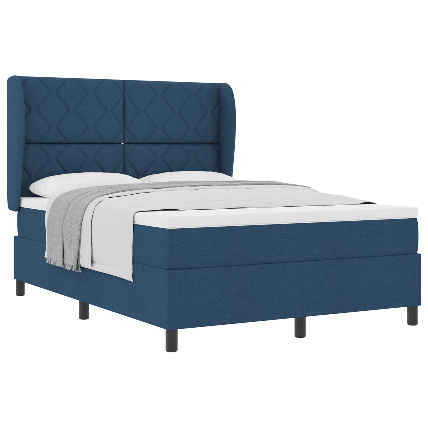 vidaXL Κρεβάτι με ελατήρια με κεφαλάρι Μπλε 160 x 200 cm ύφασμα