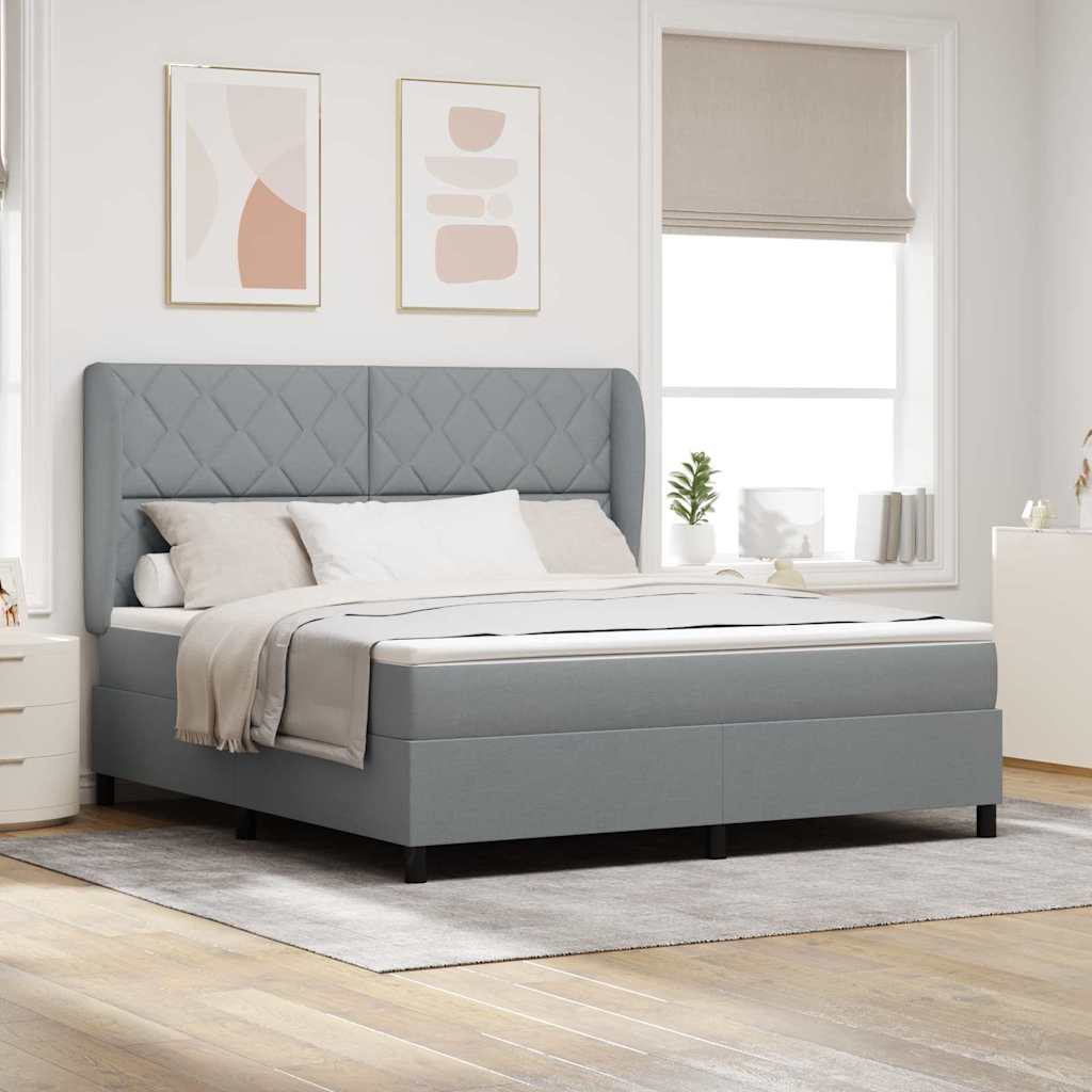 vidaXL Κρεβάτι με ελατήρια Ανοιχτό γκρι 180 x 200 cm ύφασμα