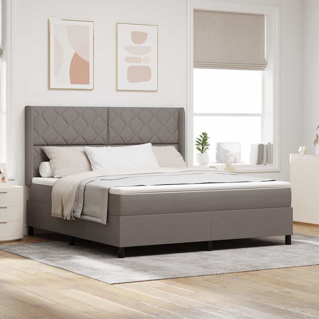 vidaXL Κρεβάτι με ελατήρια με κεφαλάρι Taupe 180 x 200 cm ύφασμα