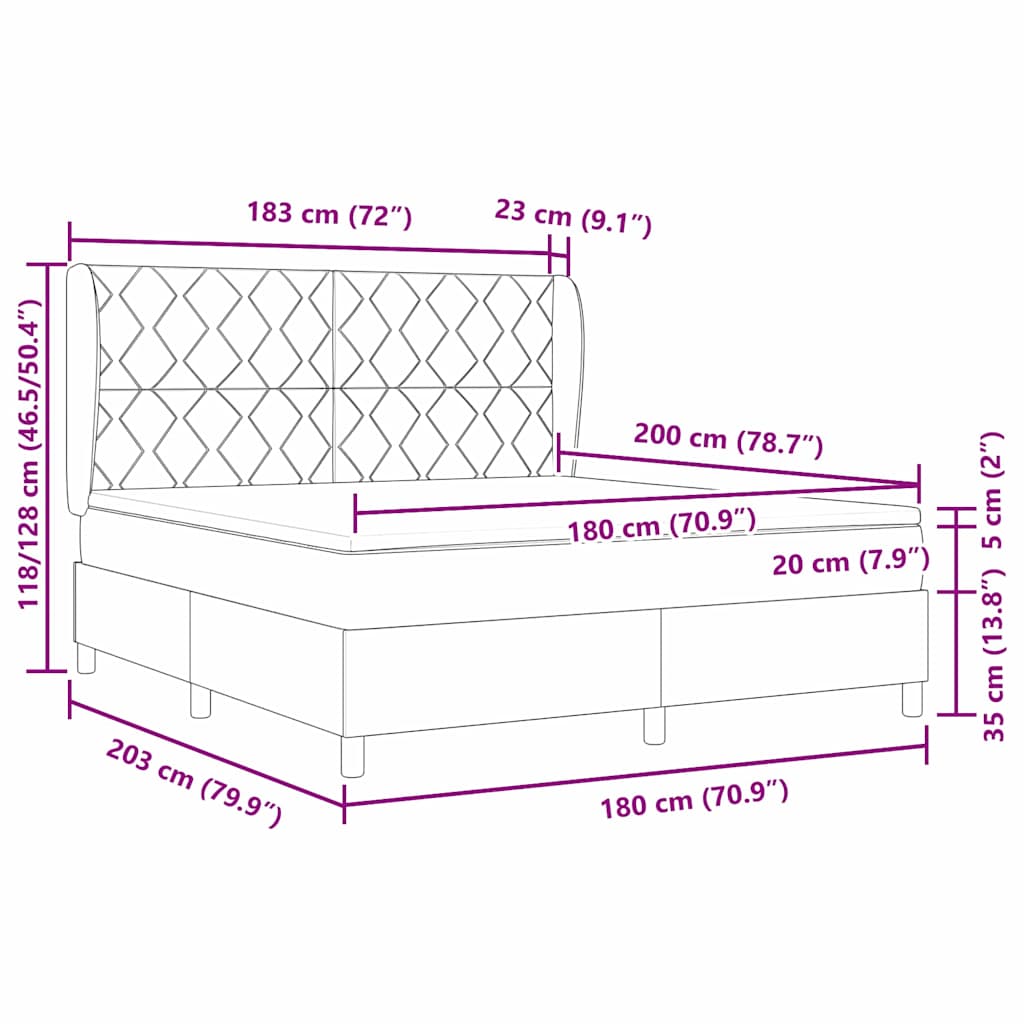 vidaXL Κρεβάτι με ελατήρια με κεφαλάρι Taupe 180 x 200 cm ύφασμα