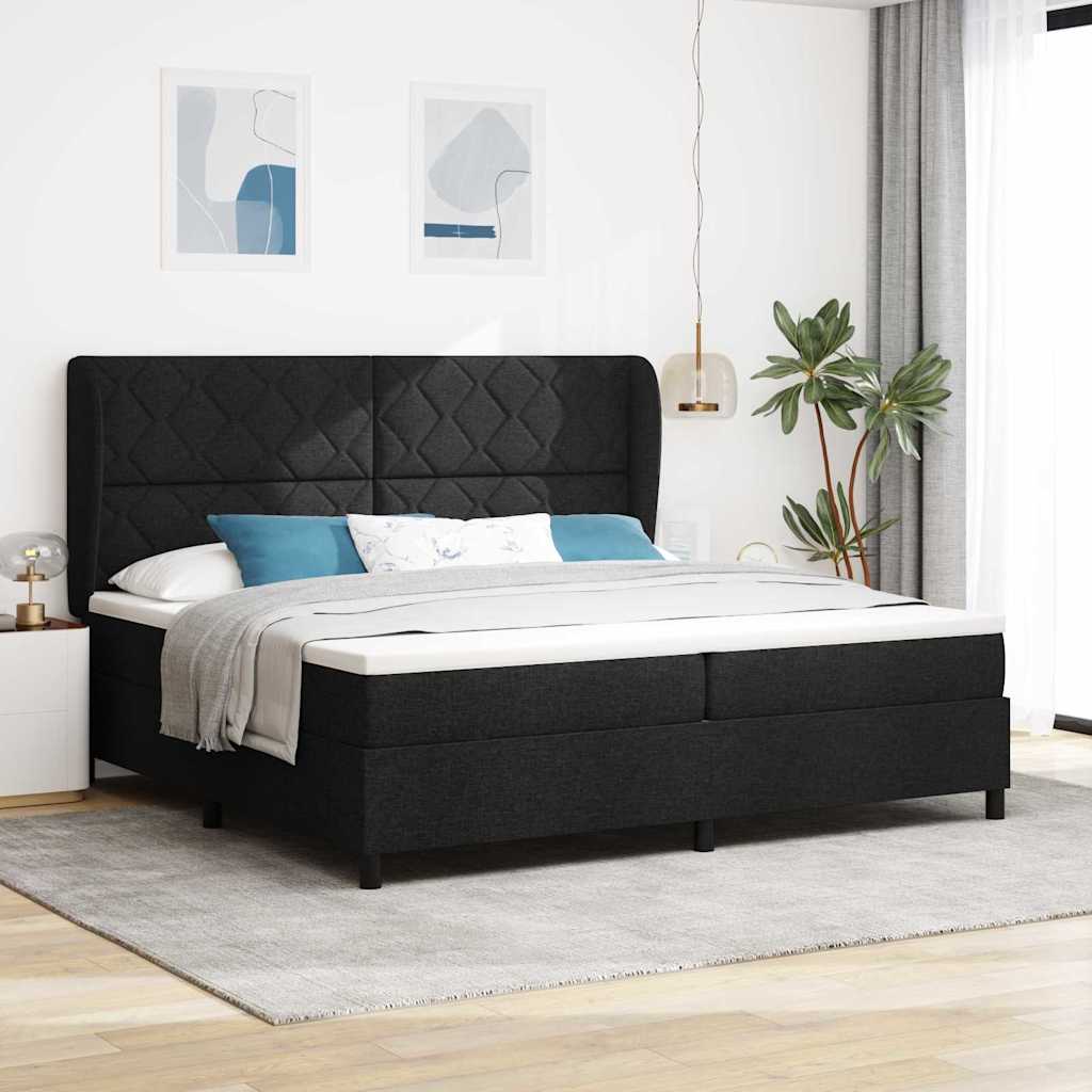 vidaXL Κρεβάτι με ελατήρια με κεφαλάρι Μαύρο 200 x 200 cm ύφασμα