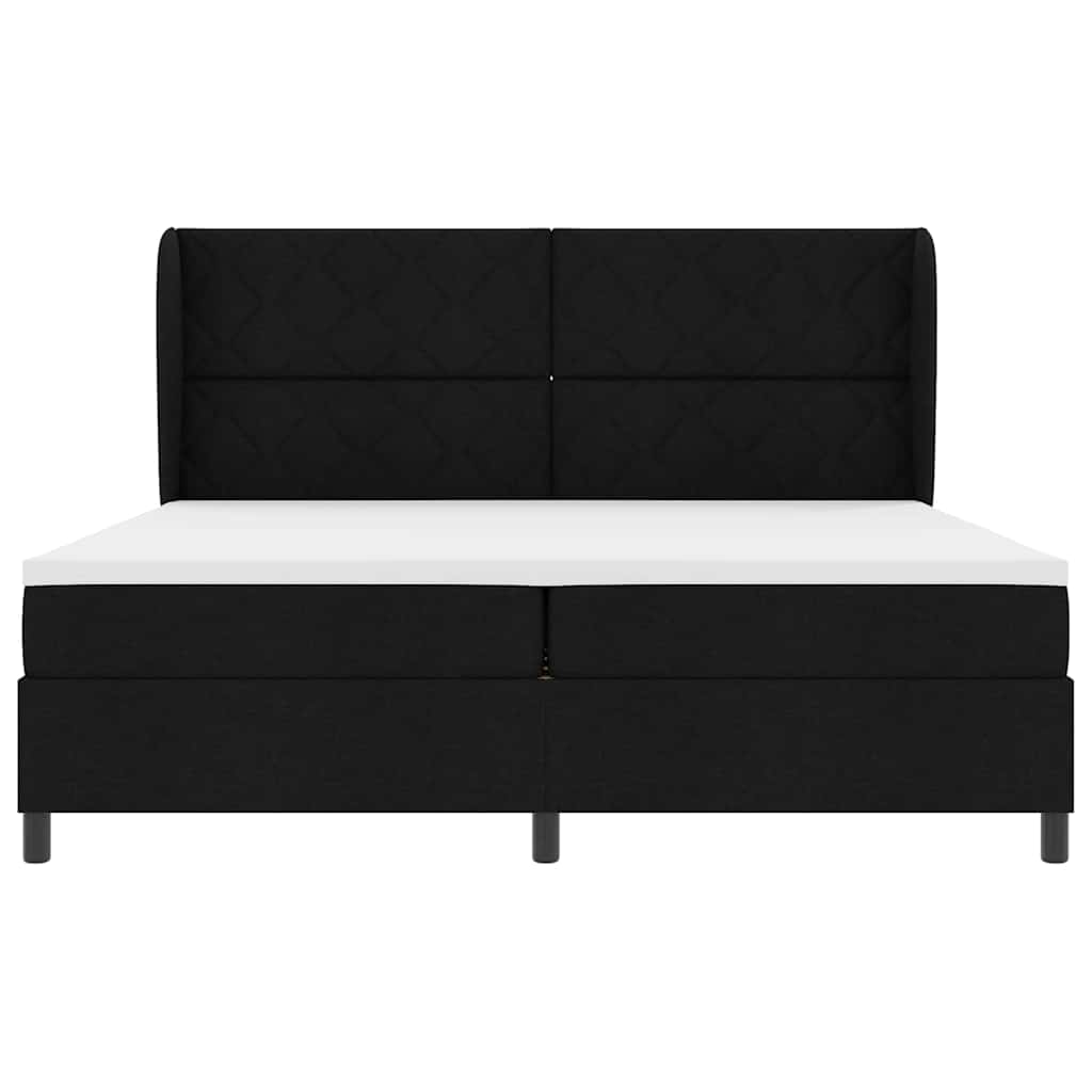 vidaXL Κρεβάτι με ελατήρια με κεφαλάρι Μαύρο 200 x 200 cm ύφασμα