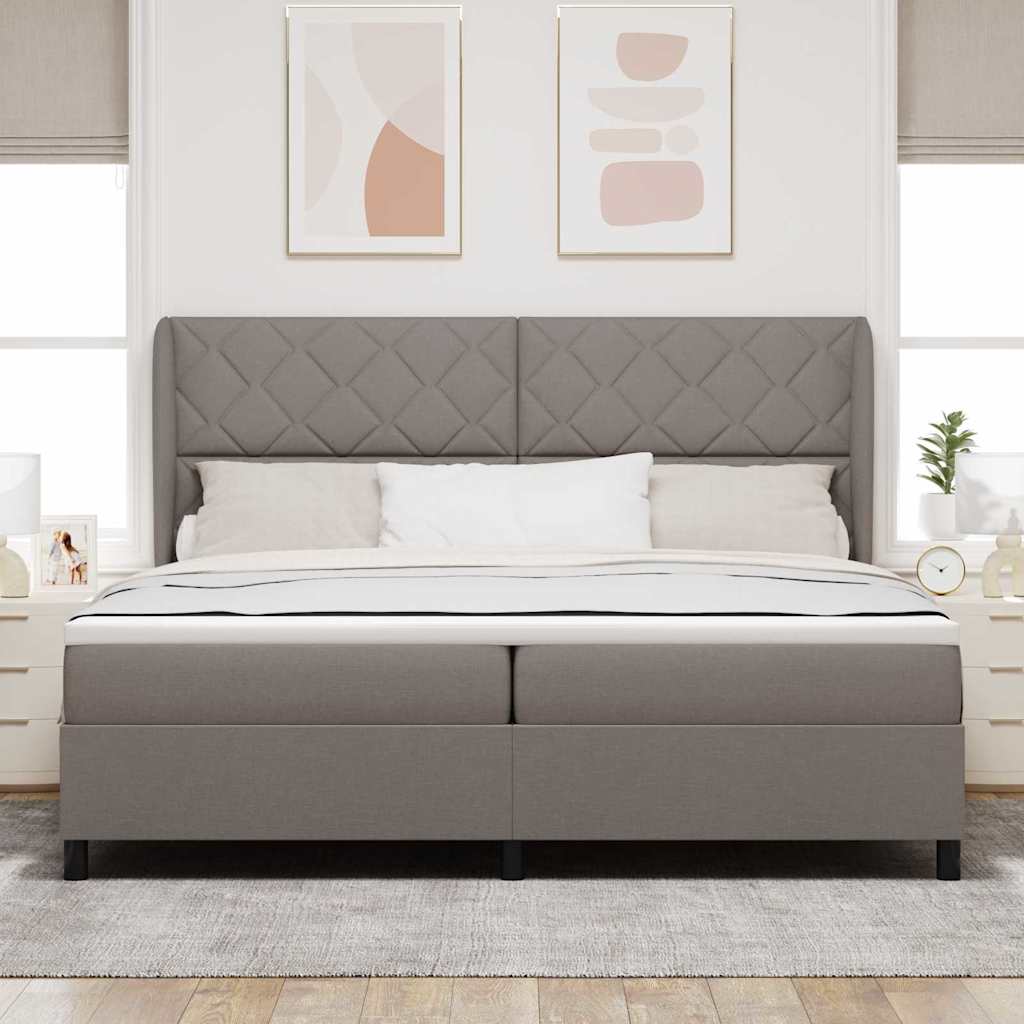 vidaXL Κρεβάτι με ελατήρια με κεφαλάρι Taupe 200 x 200 cm ύφασμα
