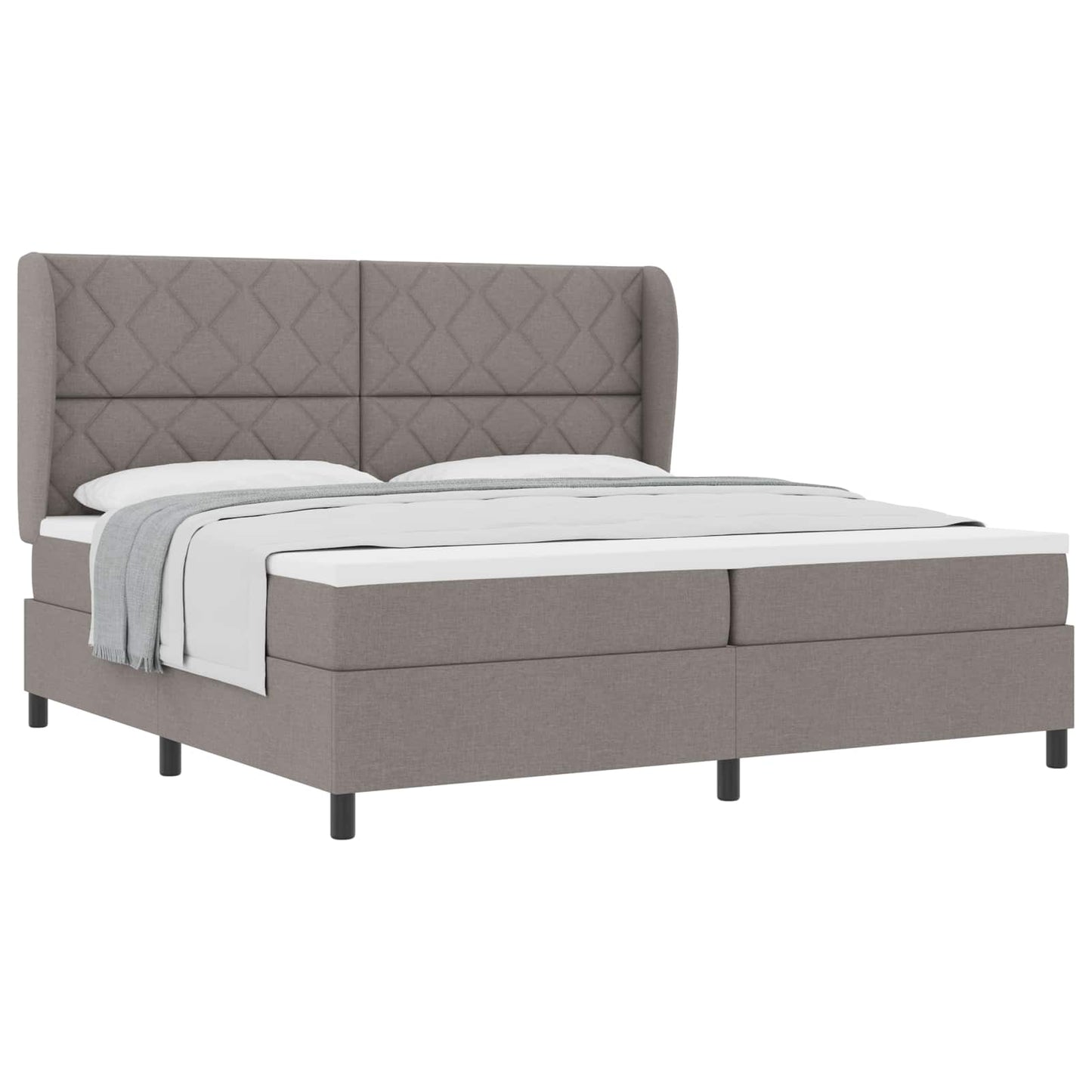 vidaXL Κρεβάτι με ελατήρια με κεφαλάρι Taupe 200 x 200 cm ύφασμα