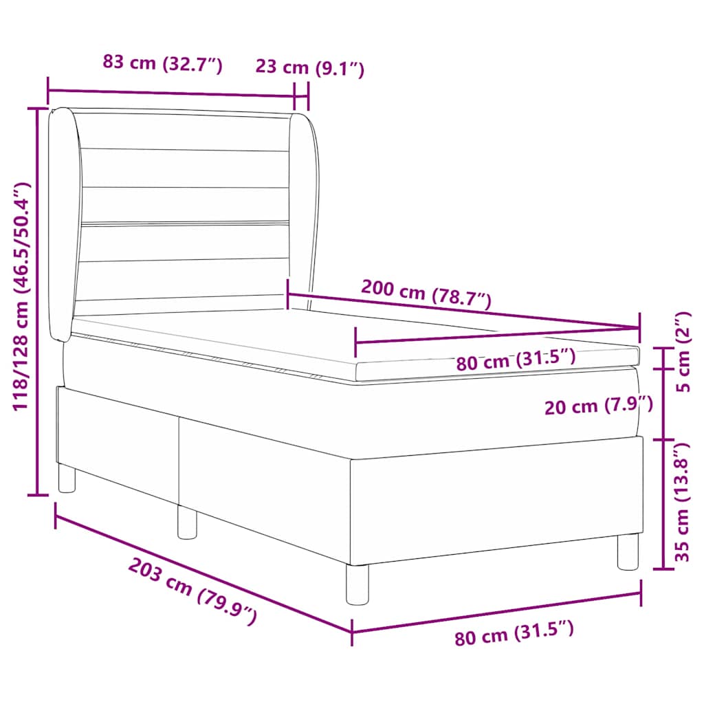 vidaXL Κρεβάτι με ελατήρια Ανοιχτό γκρι 200 x 80 εκατοστά ύφασμα