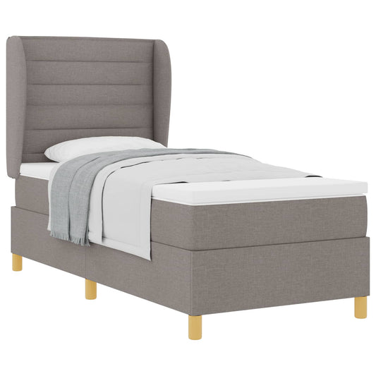vidaXL Κρεβάτι με ελατήρια με στρώμα Taupe 190 x 90 cm ύφασμα