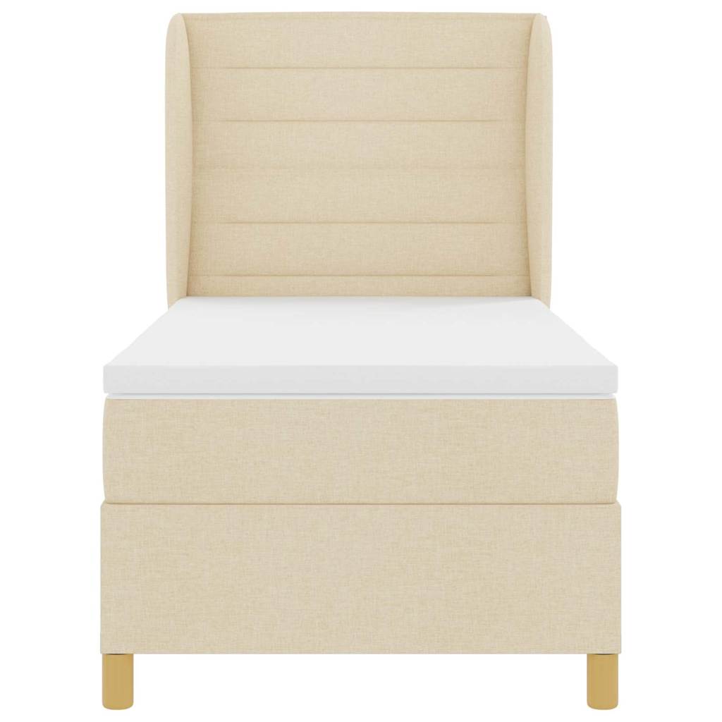 vidaXL Κρεβάτι με ελατήρια με στρώμα Κρεμ 190 x 90 cm ύφασμα
