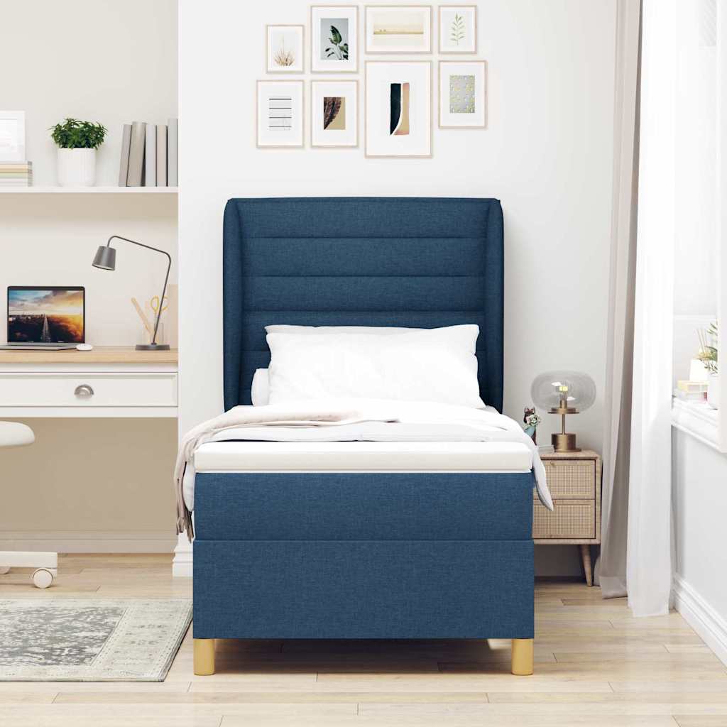 vidaXL Κρεβάτι με ελατήρια με στρώμα Μπλε 190 x 90 cm ύφασμα
