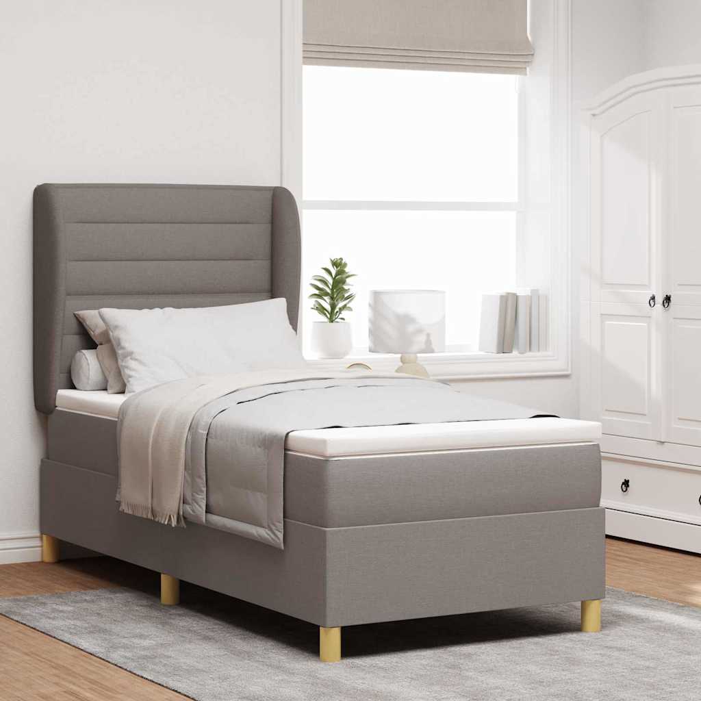 vidaXL Κρεβάτι με ελατήρια με στρώμα Taupe 200 x 90 εκ. ύφασμα