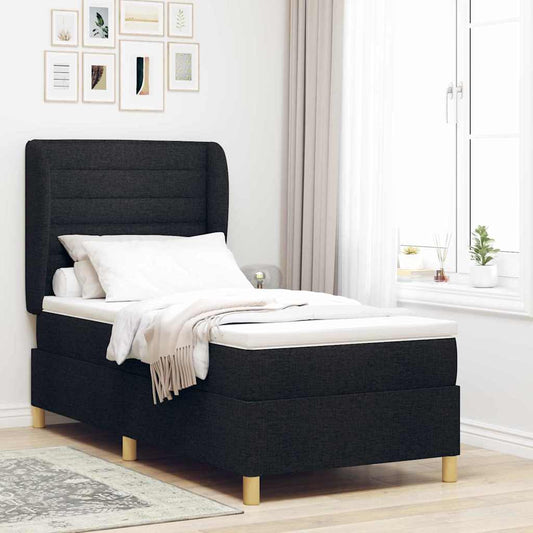 vidaXL Κρεβάτι με ελατήρια με στρώμα Μαύρο 200 x 100 cm ύφασμα