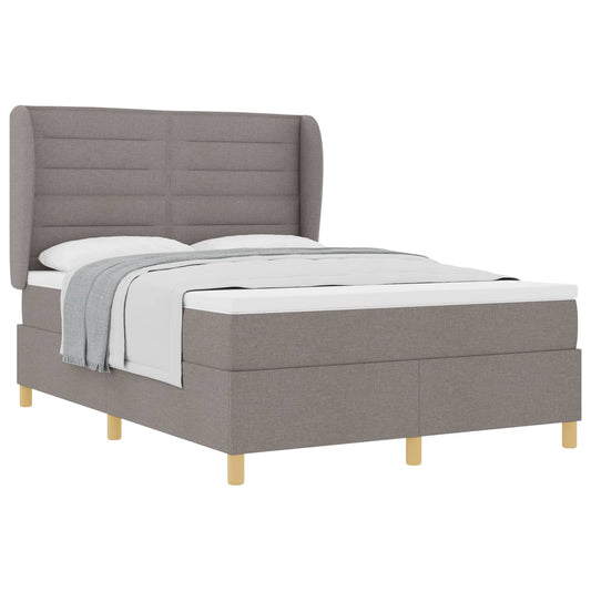 vidaXL Κρεβάτι με ελατήρια με στρώμα Taupe 190 x 140 εκατοστά ύφασμα