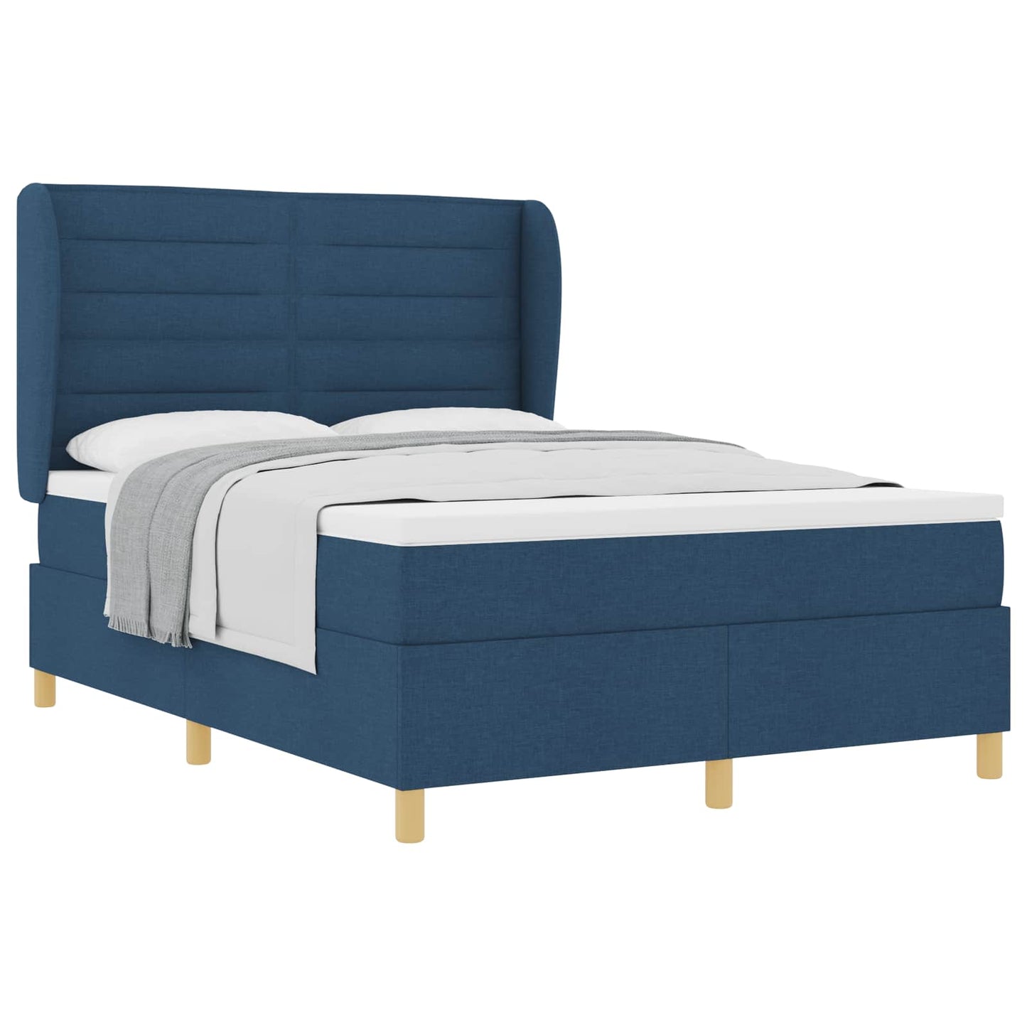 vidaXL Κρεβάτι με ελατήρια με στρώμα Μπλε 190 x 140 εκατοστά ύφασμα