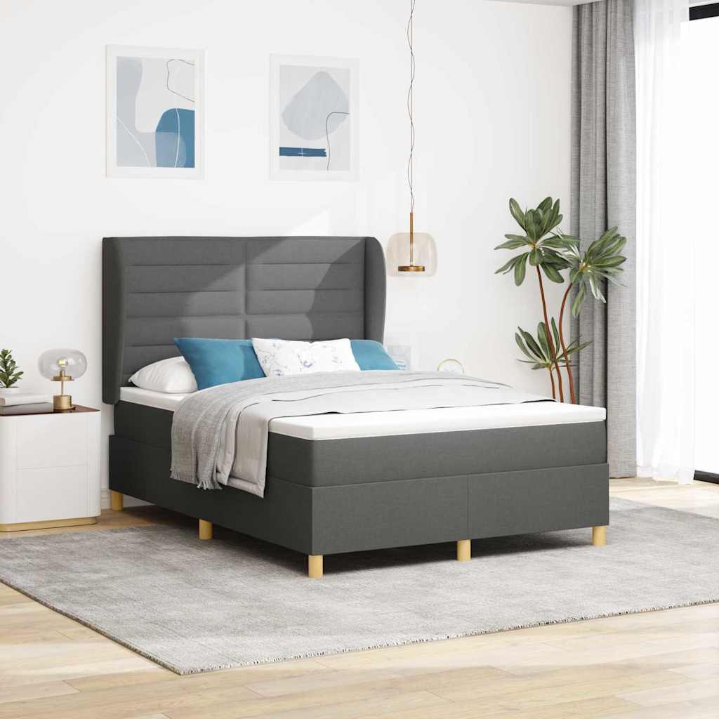 vidaXL Κρεβάτι με ελατήρια Σκούρο Γκρι 200 x 160 εκατοστά ύφασμα